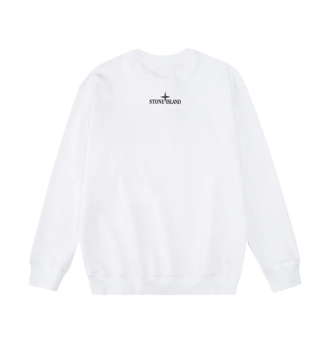 W806#P160💰 Stone Island Stone Island grid compass logo printed round neck long-sleeved sweatshirt! Versatile base round neck sweatshirt for couples! Simple armband design, customized 1*1 thread (fine texture), 380g double-strand large terry fabric, very good quality, foreign trade craftsmanship, respect the original version! The threads at the cuffs and hem are all original bartacks! The time-consuming and material consumption distinguishes the ordinary version on the market! Tops worn by celebrities from all walks of life on INS, can be matched with couple styles!  Color: Black White Size: M-XXL